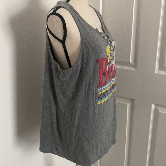 NWOT Torrid Plus Size Lace-Up Tank - Cotton Budweiser Grey - Picture 7 of 9